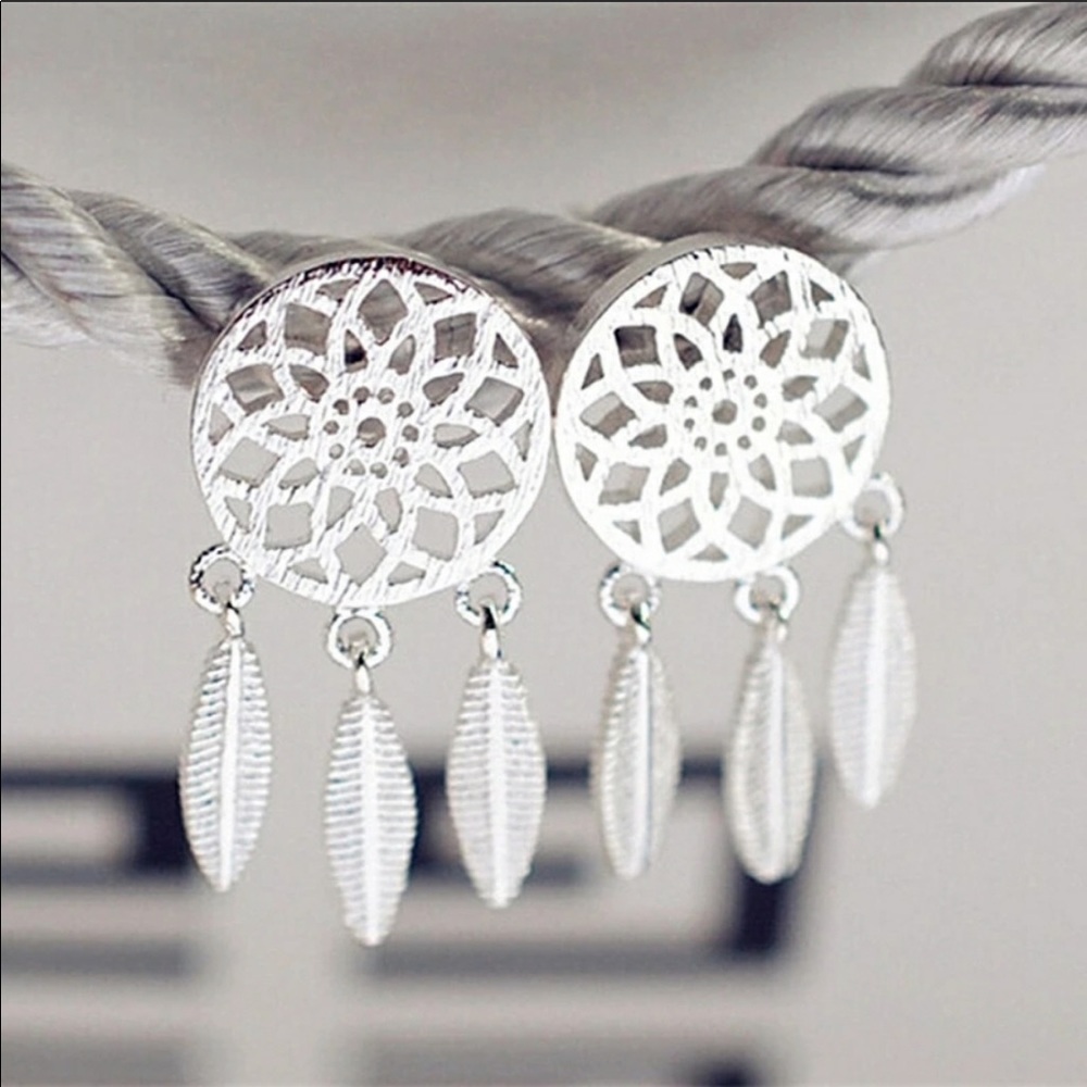 Dreamcatcher Earrings Sterling Silver Boho